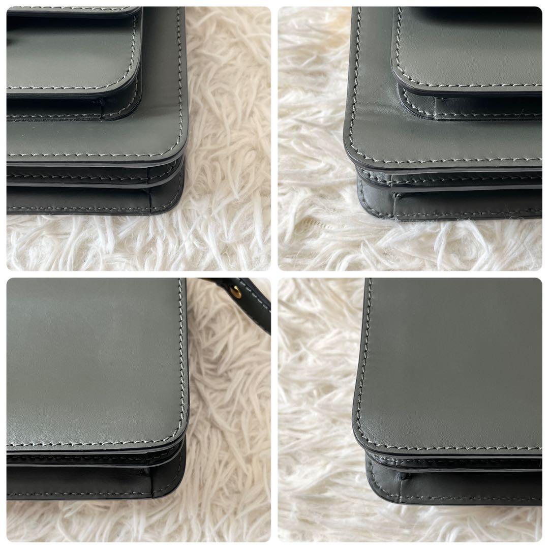 マルニ　トランク ミニ　チェーン　2way　ショルダーバッグ　レザー　グレー