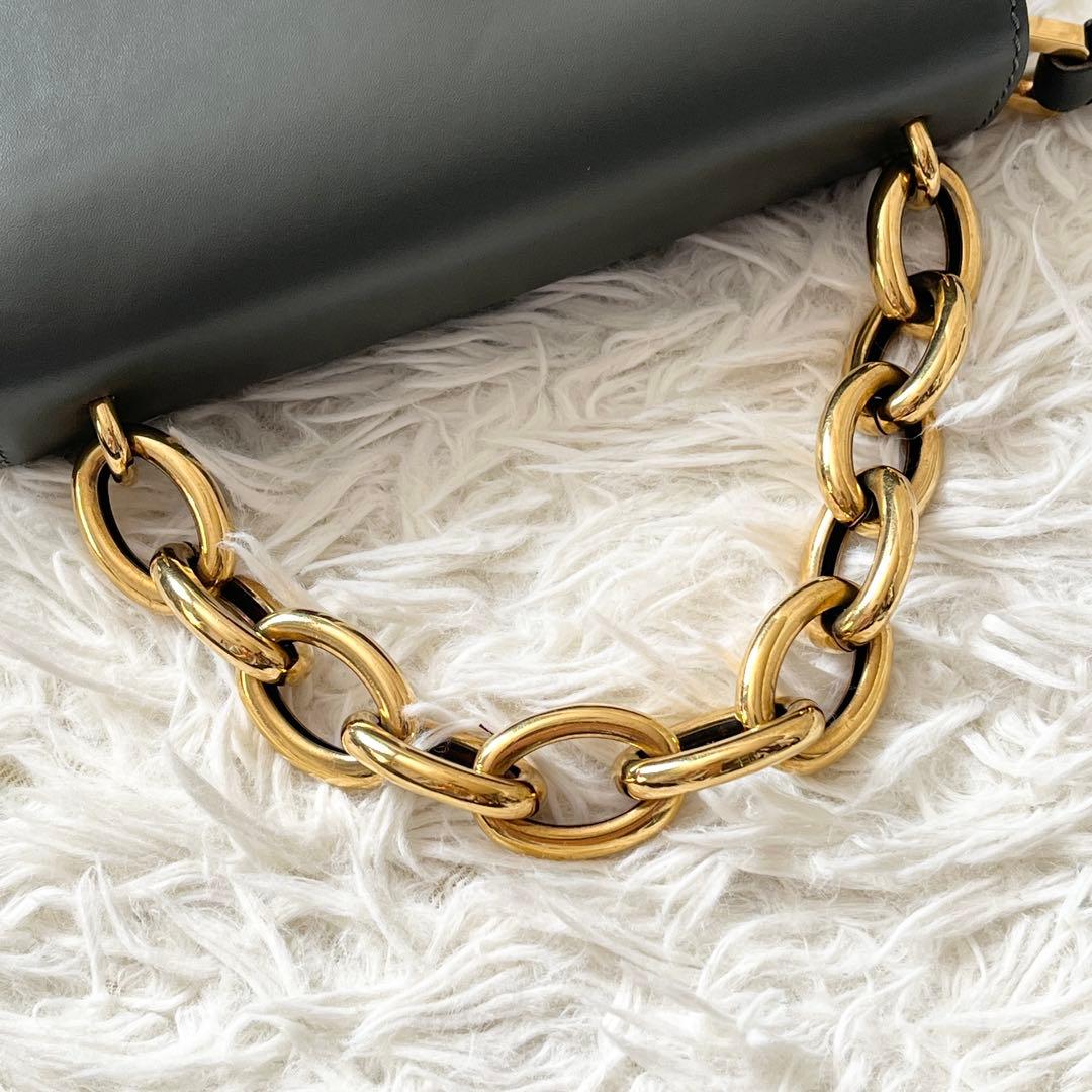 マルニ　トランク ミニ　チェーン　2way　ショルダーバッグ　レザー　グレー