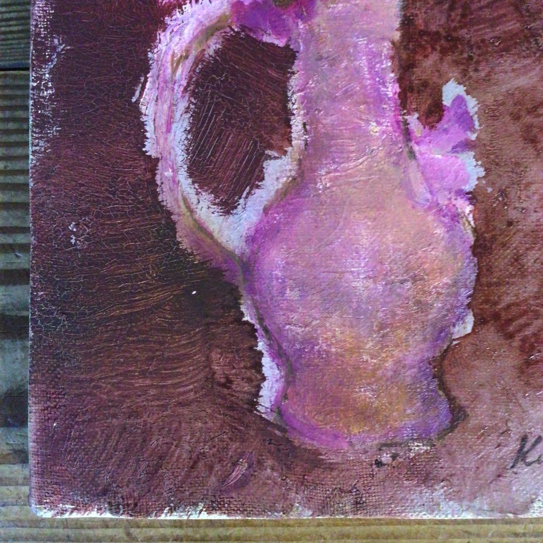 No4033 額装　中島絹子「コスモス」　油彩画　SM号　裏書有　箱付　送料無料