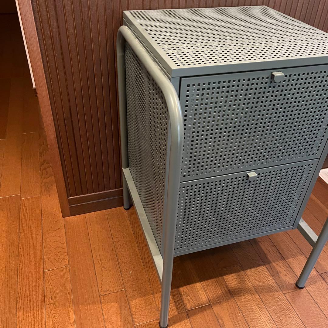 極美品】IKEANIKKEBY 収納チェストグレーグリーン