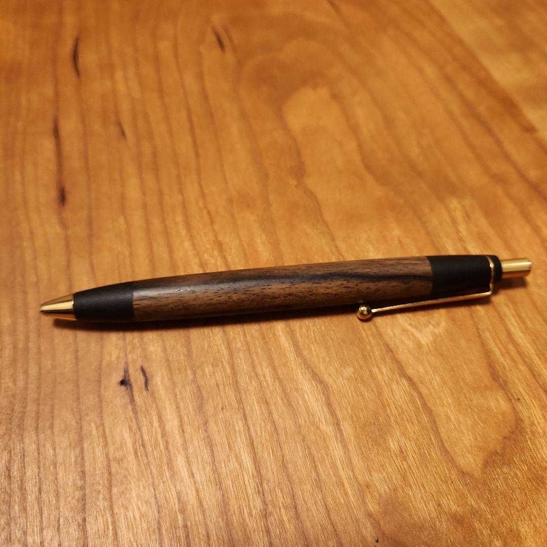 野原工芸ボールペン 黒柿 玉クリップ艶消し 快適