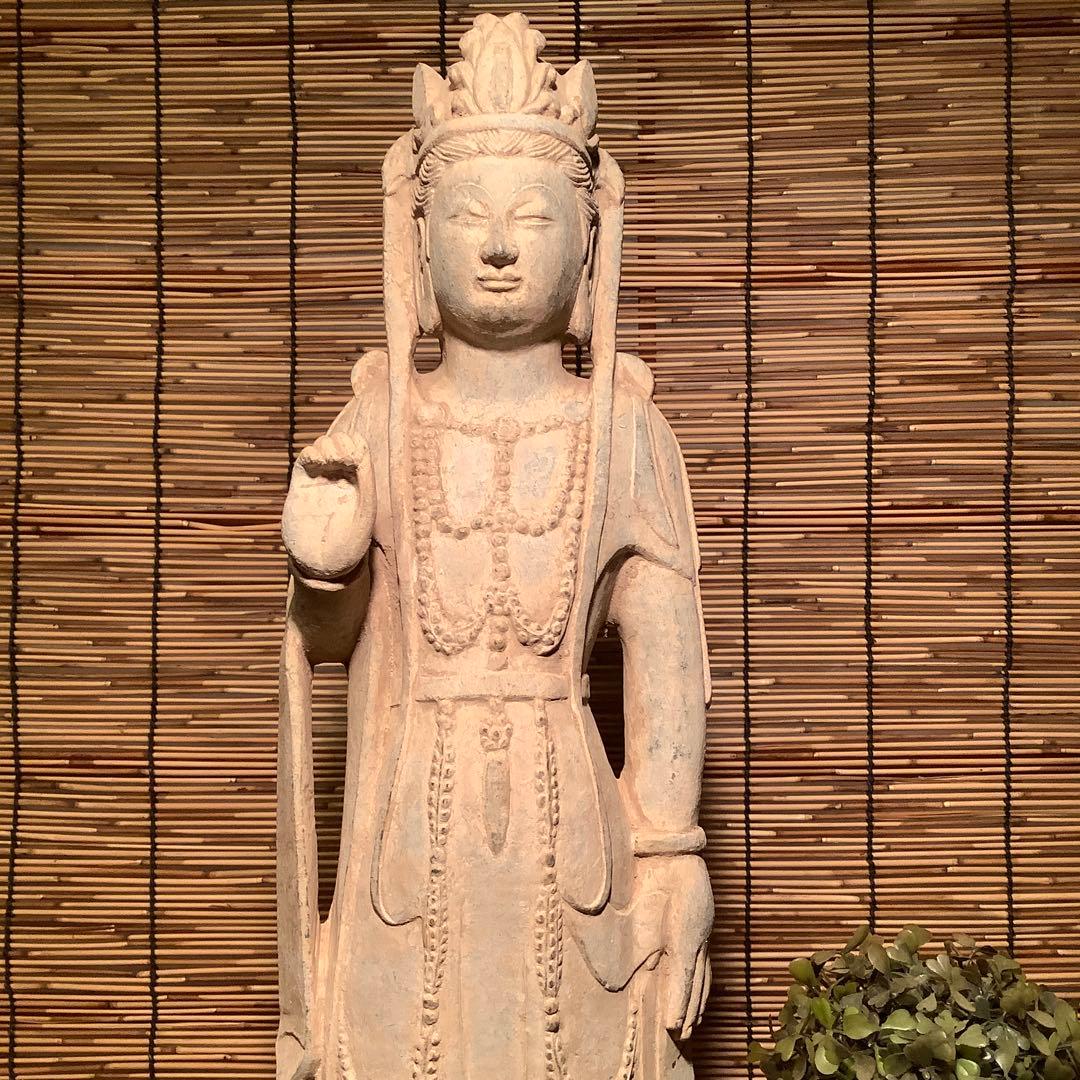 中国北魏「石雕・菩薩立像」南北朝時代・北斎・北魏様式・大乗仏教寺院