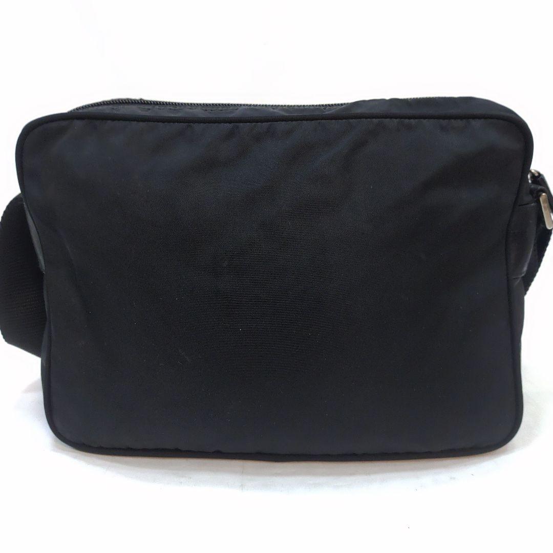 プラダ カメラバッグ ショルダーバッグ レザー×ナイロン 黒 三角ロゴ