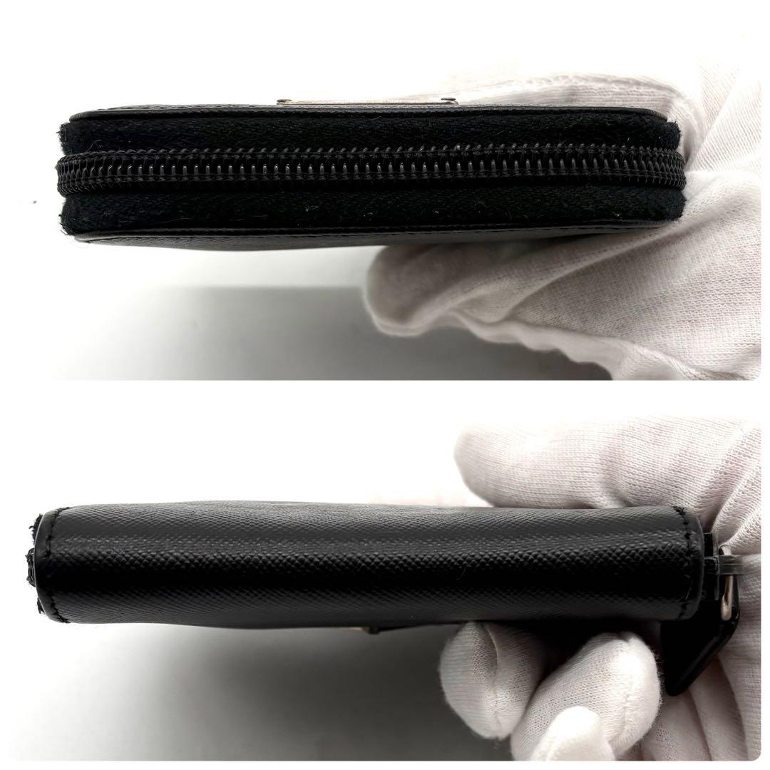 【極美品】プラダ ケース 小銭入れ サフィアーノレザー 三角ロゴ ブラック