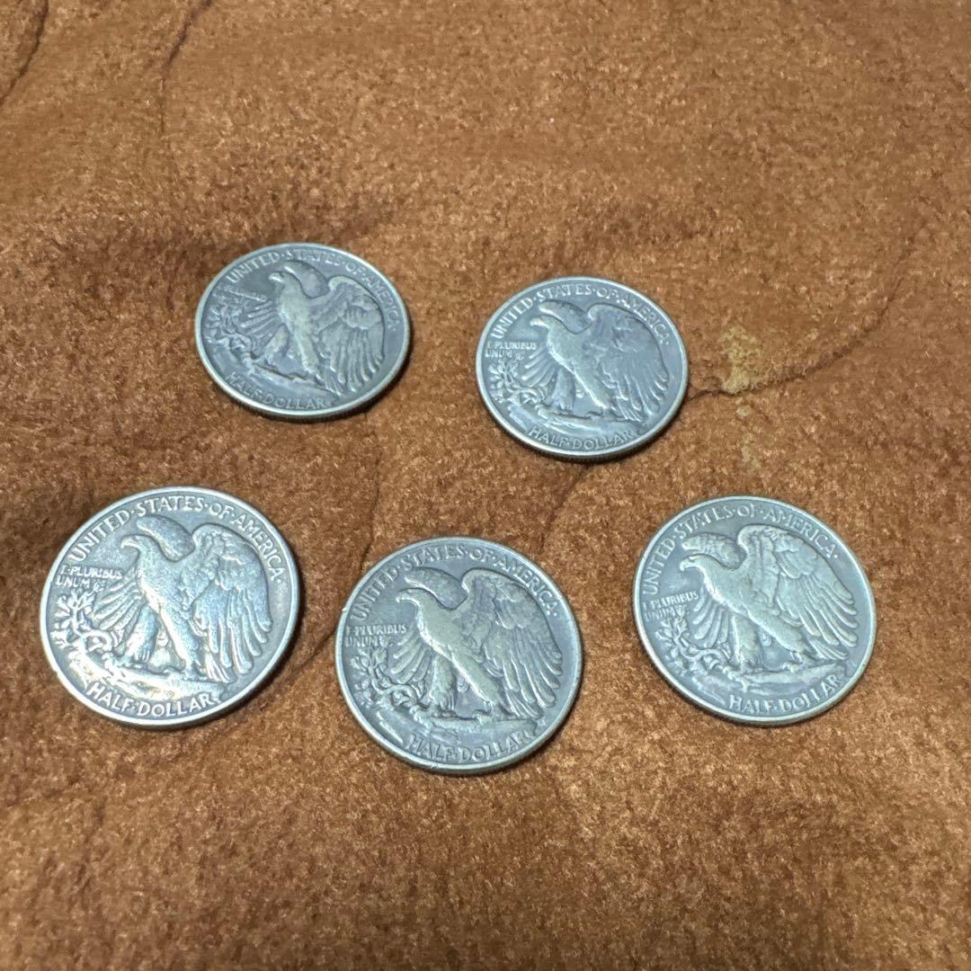 せ*た様 1945年 ウォーキングリバティハーフダラー 5枚セット