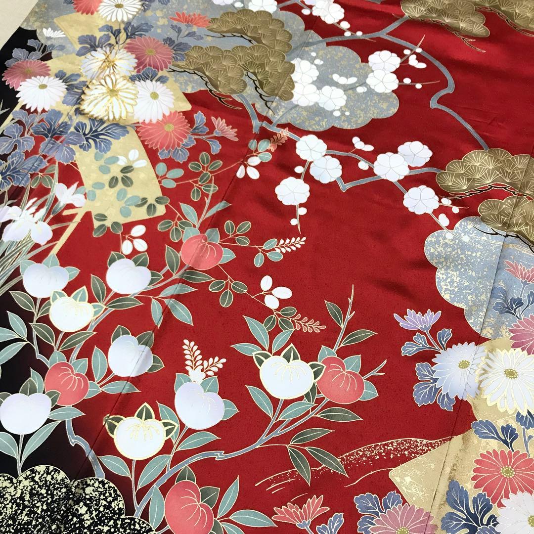 梅乃【135】正絹 振袖 フルセット 赤 大人 成人式 セット
