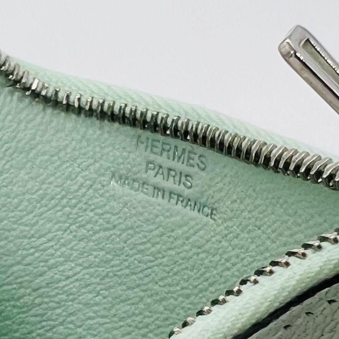 エルメス エルメス ロウリス スリム ウォレット W刻印 グリーン レザー