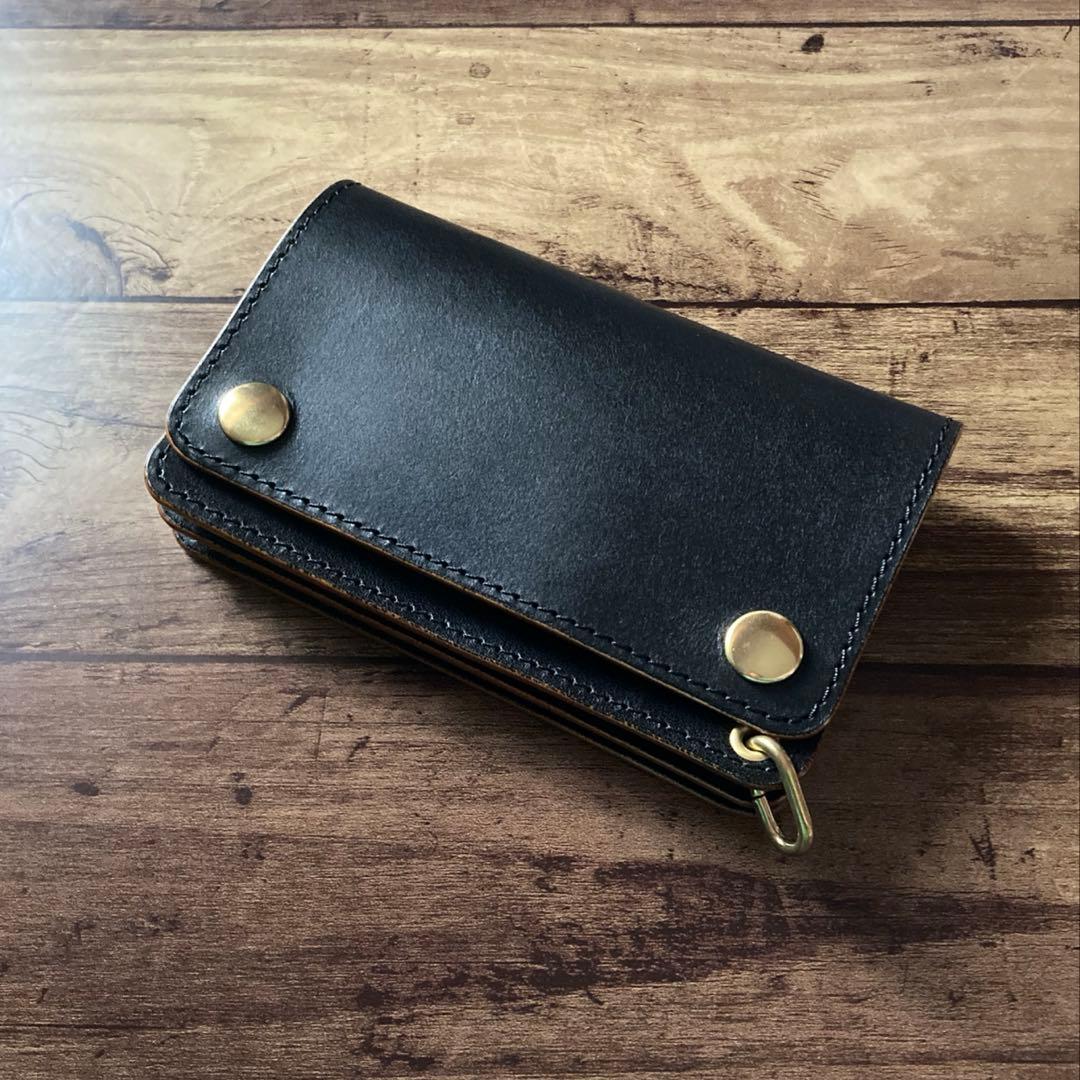 【お札を折らずに収納】姫路レザー トラッカーウォレット150（ミドル）3層