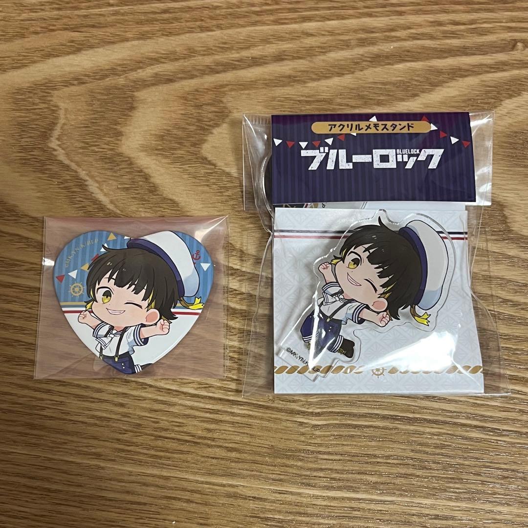 ブルーロック マリンルック アクリルメモスタンド ハート缶バッジ 蜂楽