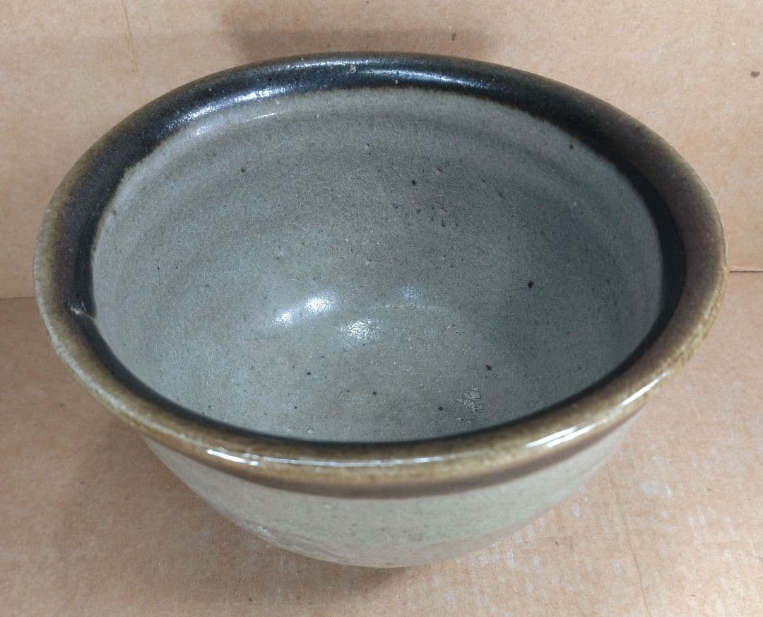 【本物保証】濱田庄司(浜田庄司) 縁黒茶碗 初窯 共箱 無傷 人間国宝 益子焼