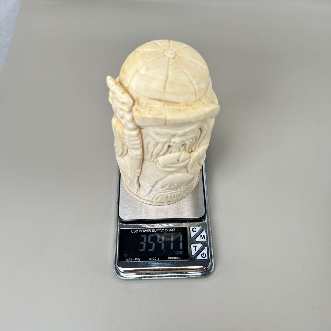 A28彫刻極上根付天然素材アンティーク骨董飾り物古美術置物細密細工354g