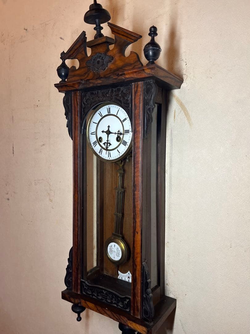 ユンハンス　黒柿　柱時計　古時計　振り子　ボンボン　ゼンマイ　アンティーク