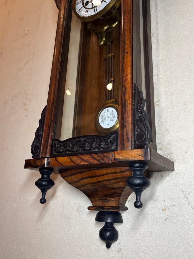 ユンハンス　黒柿　柱時計　古時計　振り子　ボンボン　ゼンマイ　アンティーク