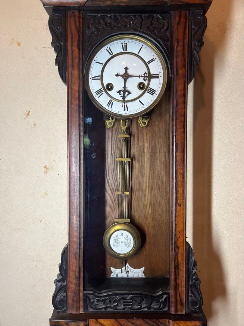 ユンハンス　黒柿　柱時計　古時計　振り子　ボンボン　ゼンマイ　アンティーク