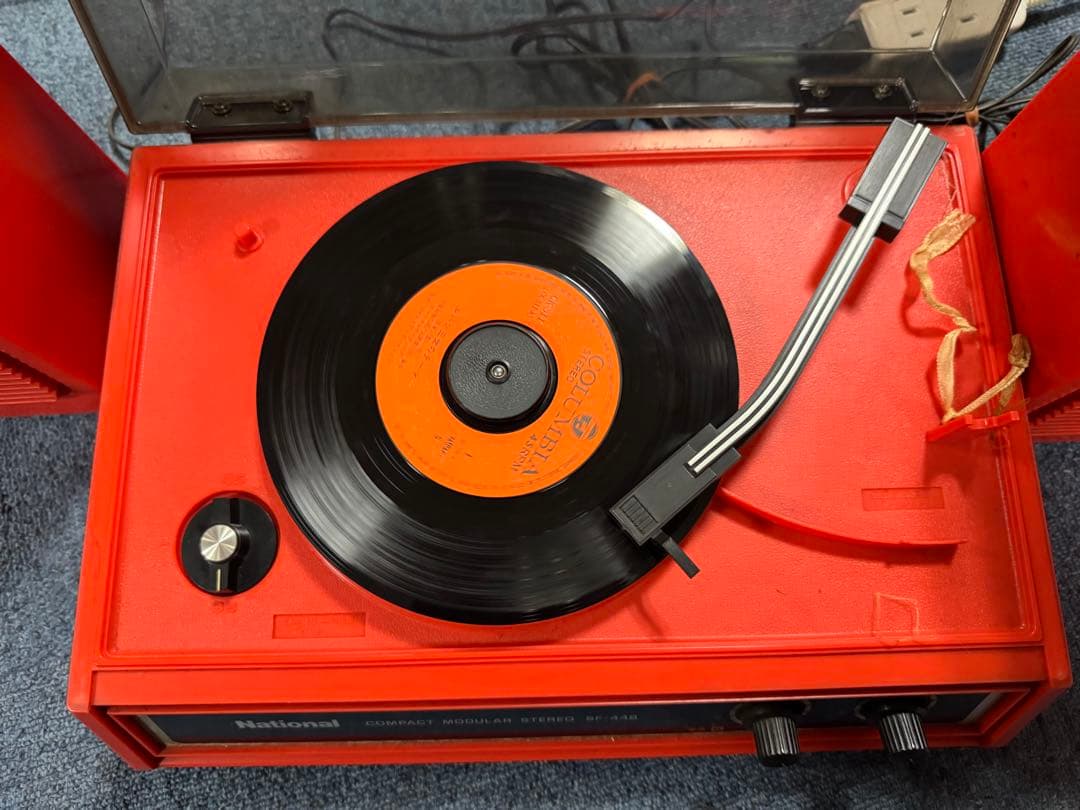 昭和レトロ ナショナル レコードプレーヤー SF–448 レッド ステレオ