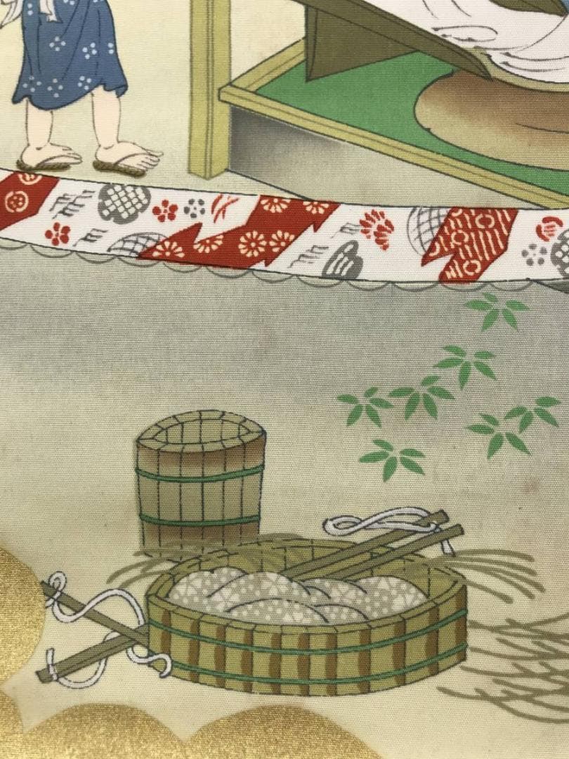 【複製】作者不詳/染織の図/染織工芸品/人物図/掛軸/名家伝来/AC-413