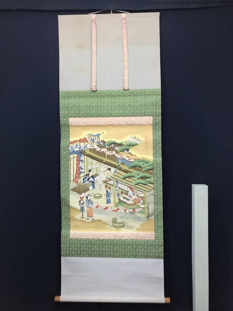 【複製】作者不詳/染織の図/染織工芸品/人物図/掛軸/名家伝来/AC-413