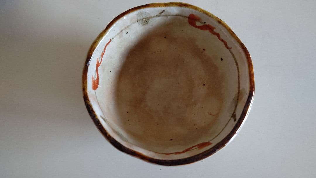 京焼 清水焼 栄泉作 紅丸草子湯呑み 小鉢 5客 三つ足