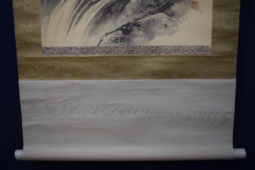 春酔/深山幽谷図/鹿図/山水渓谷/掛軸☆宝船☆Y-713 JM