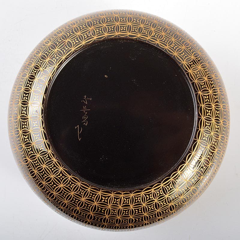 茶道具 輪島塗 前志芸男作 沈金七宝之図 平棗 共箱 D