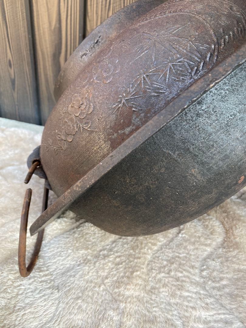 特大 茶釜 囲炉裏 鉄瓶 大型 南部鉄器 骨董