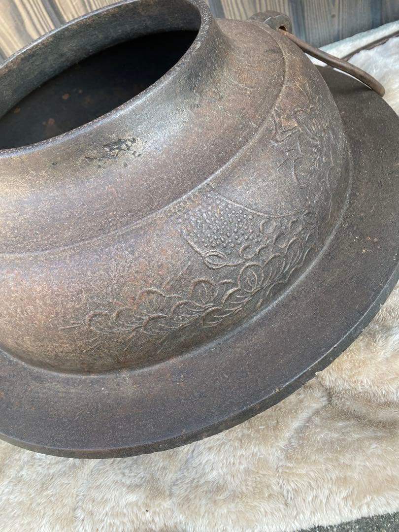 特大 茶釜 囲炉裏 鉄瓶 大型 南部鉄器 骨董