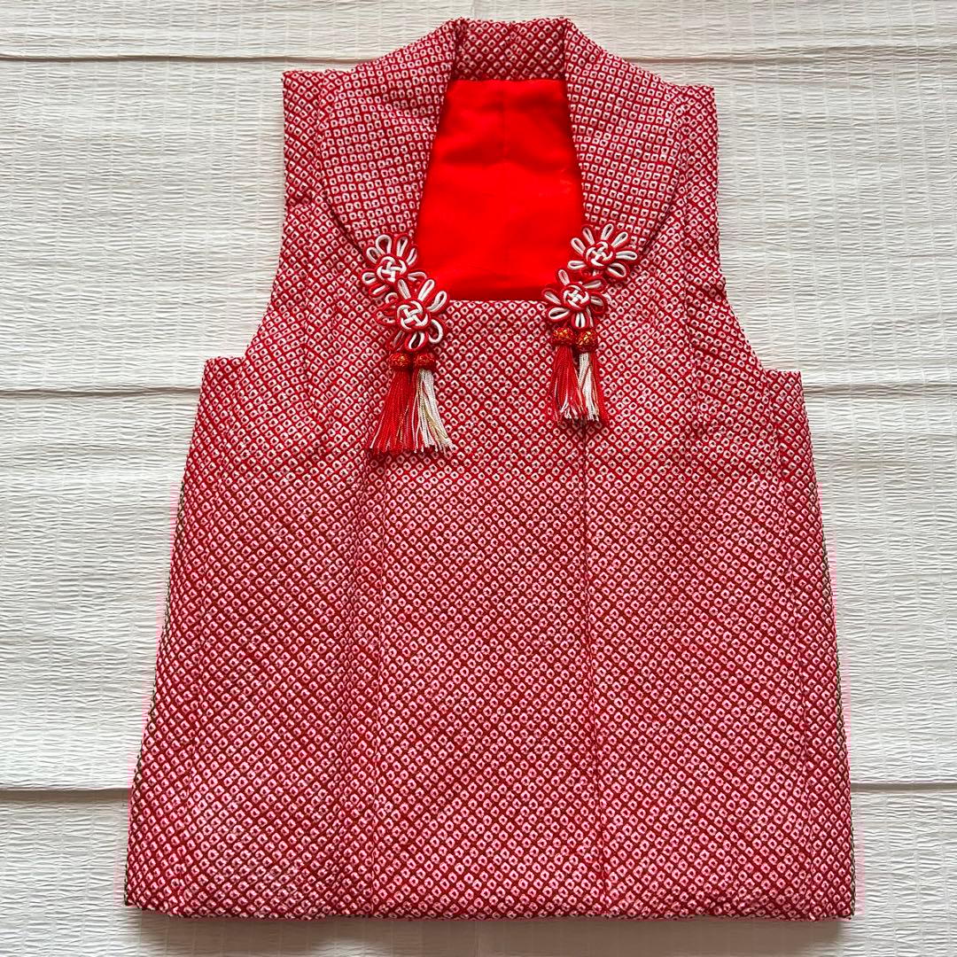 七五三 3歳 フルセット 総絞り 被布 着物 正絹 三歳 草履 巾着 753