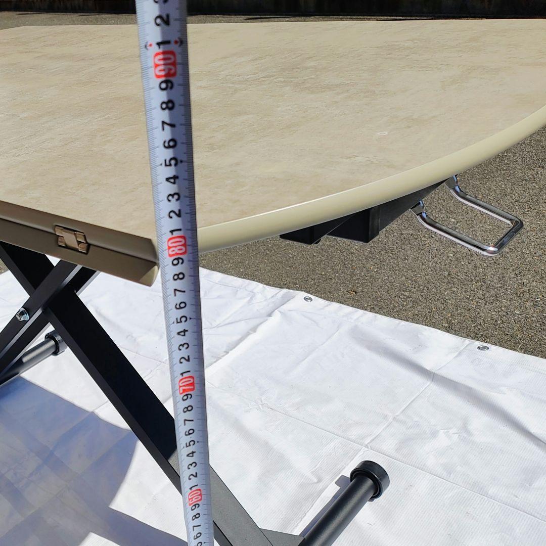 ダイニングテーブル 昇降式 円形 幅120cm グレー×黒