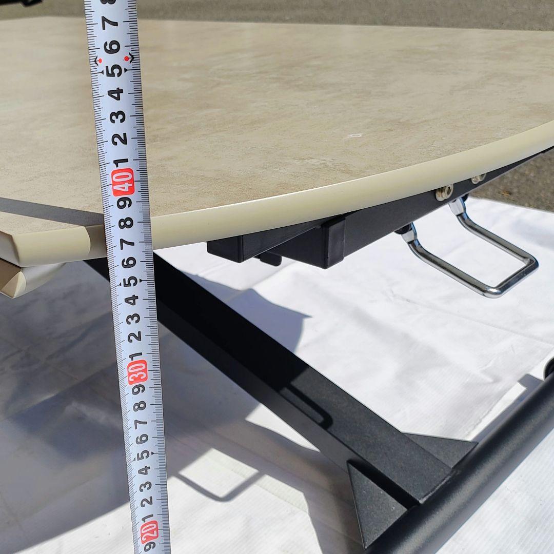 ダイニングテーブル 昇降式 円形 幅120cm グレー×黒