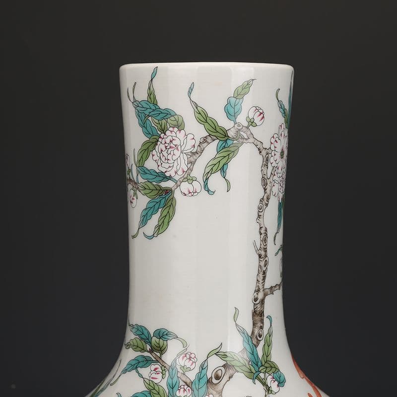 清乾隆粉彩福寿九桃天球瓶 景徳鎮 陶磁器 装飾品 現代