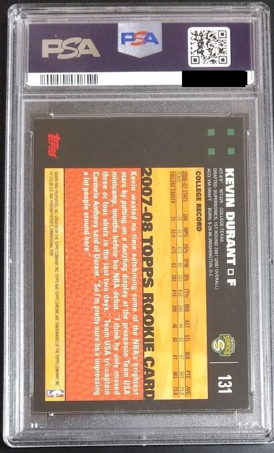 その他 KEVIN DURANT TOPPS CHROME RC #131 PSA 9