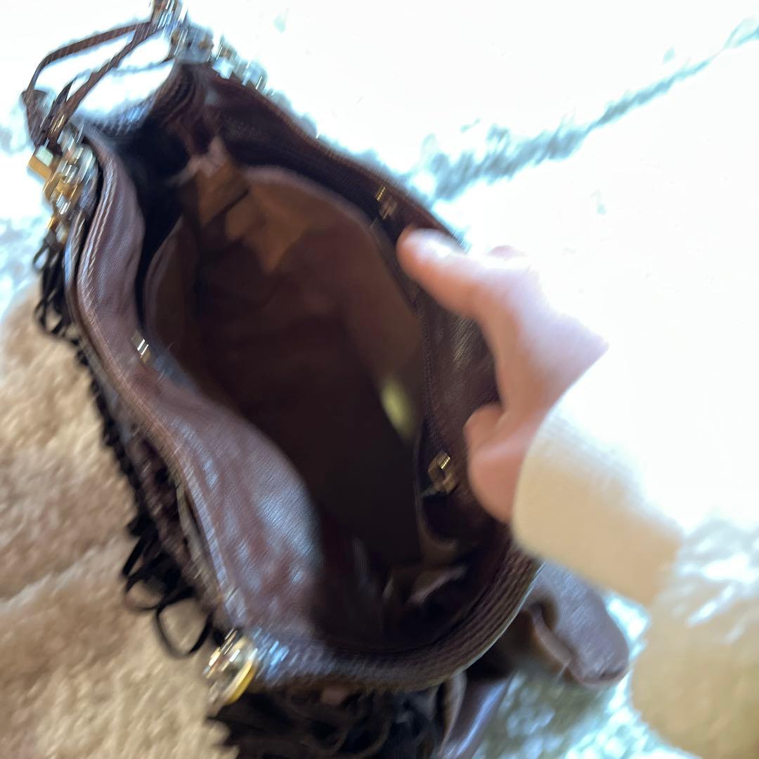 ジミーチュウ フリンジショルダーバック ブラウン