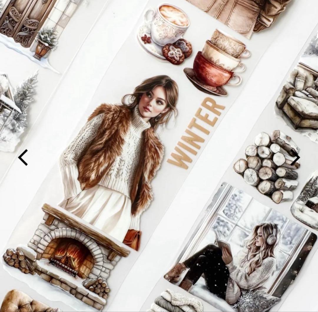 ONWIZE 海外マスキングテープ【 1ループ 】人物 冬 コテージ - メルカリ