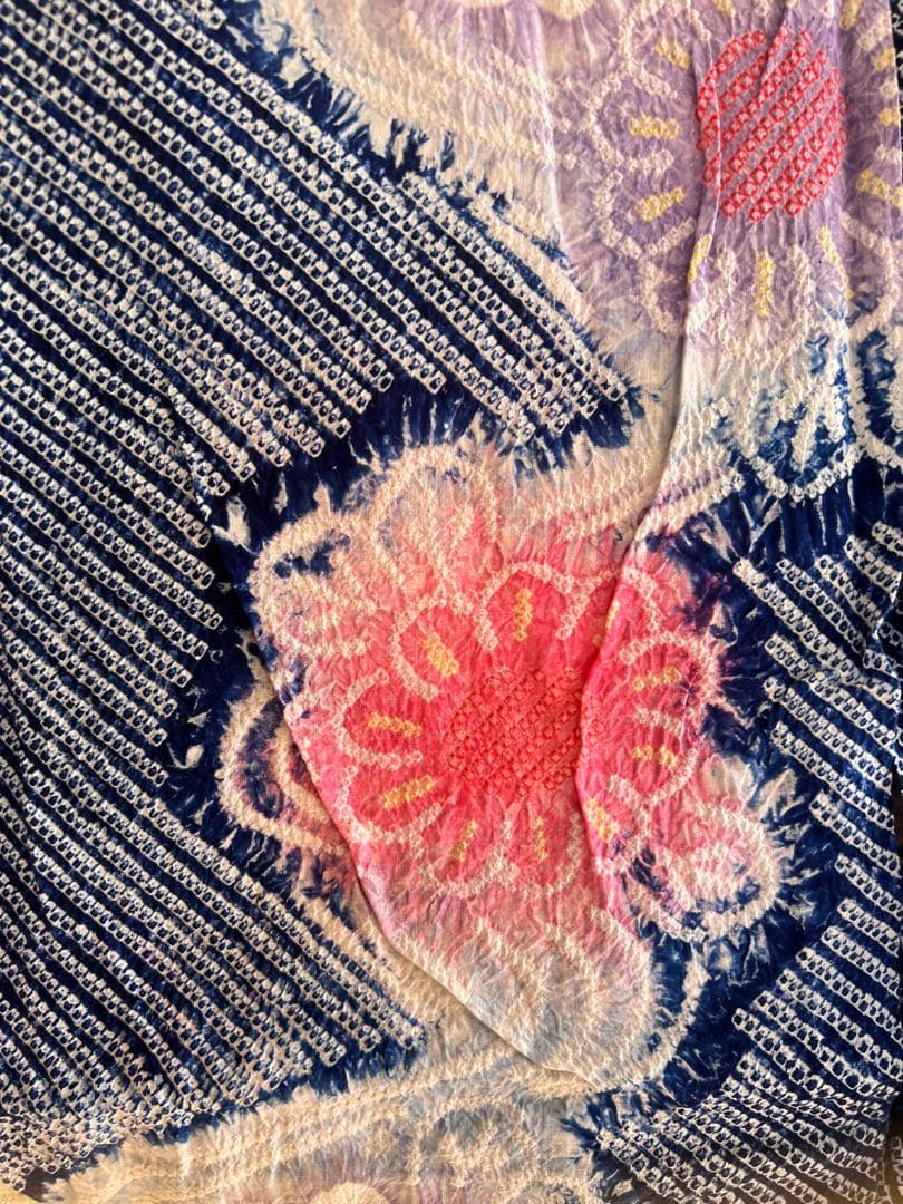 タイムセール　夏物　浴衣　有松鳴海絞り　伝統工芸品　綿　夏　祭り　ゆかた　美品