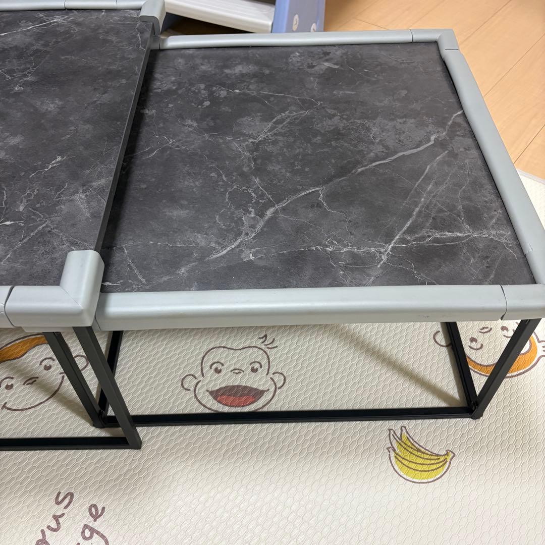 O*e様 LOWYA ローテーブル Sサイズ 大理石柄 ダークグレー/ブラック O*e