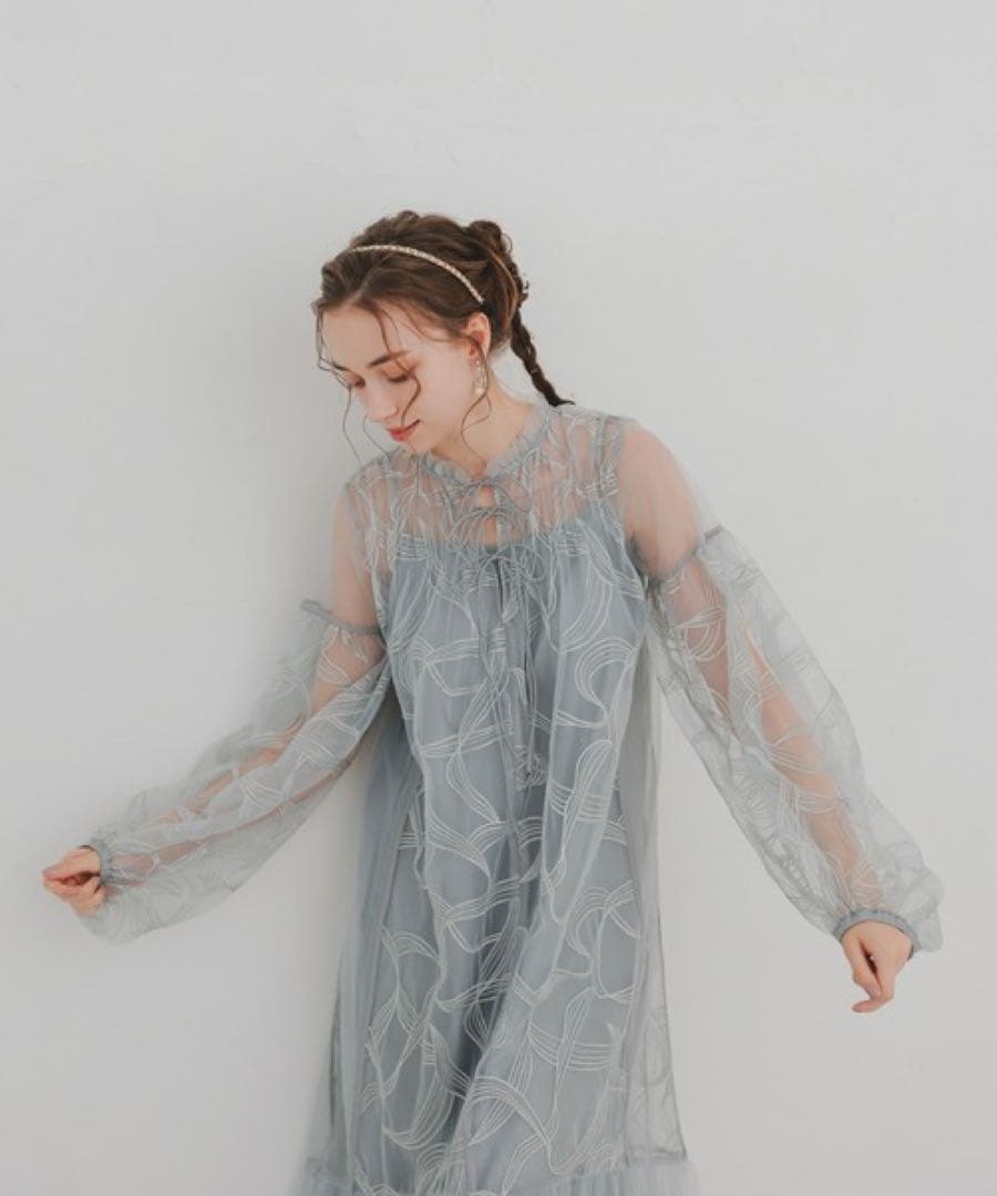 Dorry Doll リボン刺繍ギャザードレス