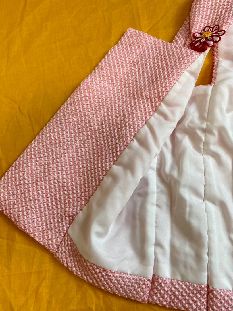 三歳　正絹鹿の子絞り 被布 草履 巾着 ３点セット