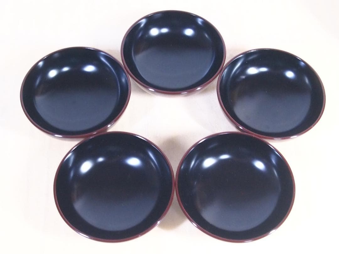 【中古・焼けあり】輪島塗 花の丸四君子蒔絵 雑煮椀5客 煮物椀/丼椀 武田漆器店