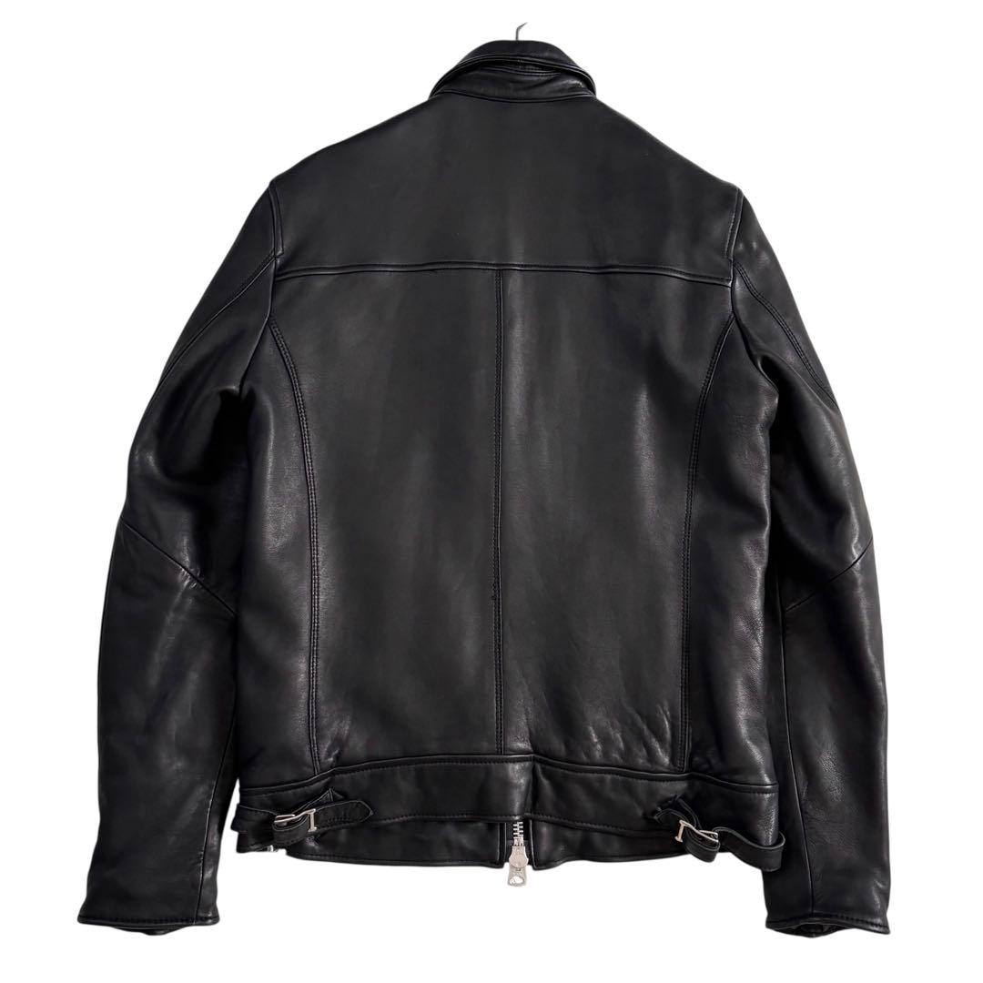 美品 ナノユニバース 羊革ライダースジャケット シングル L