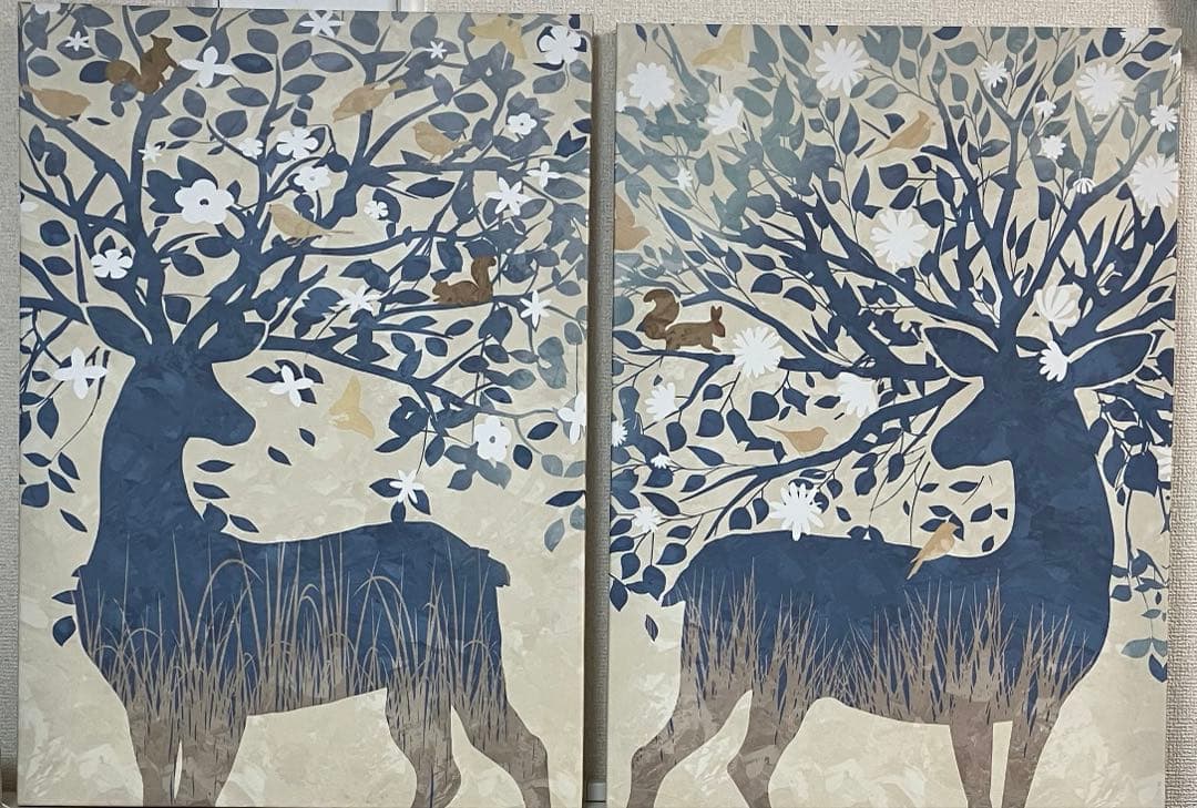 IKEA PJÄTTERYD イケア 絵 50x70cm アートパネル 鹿 2枚