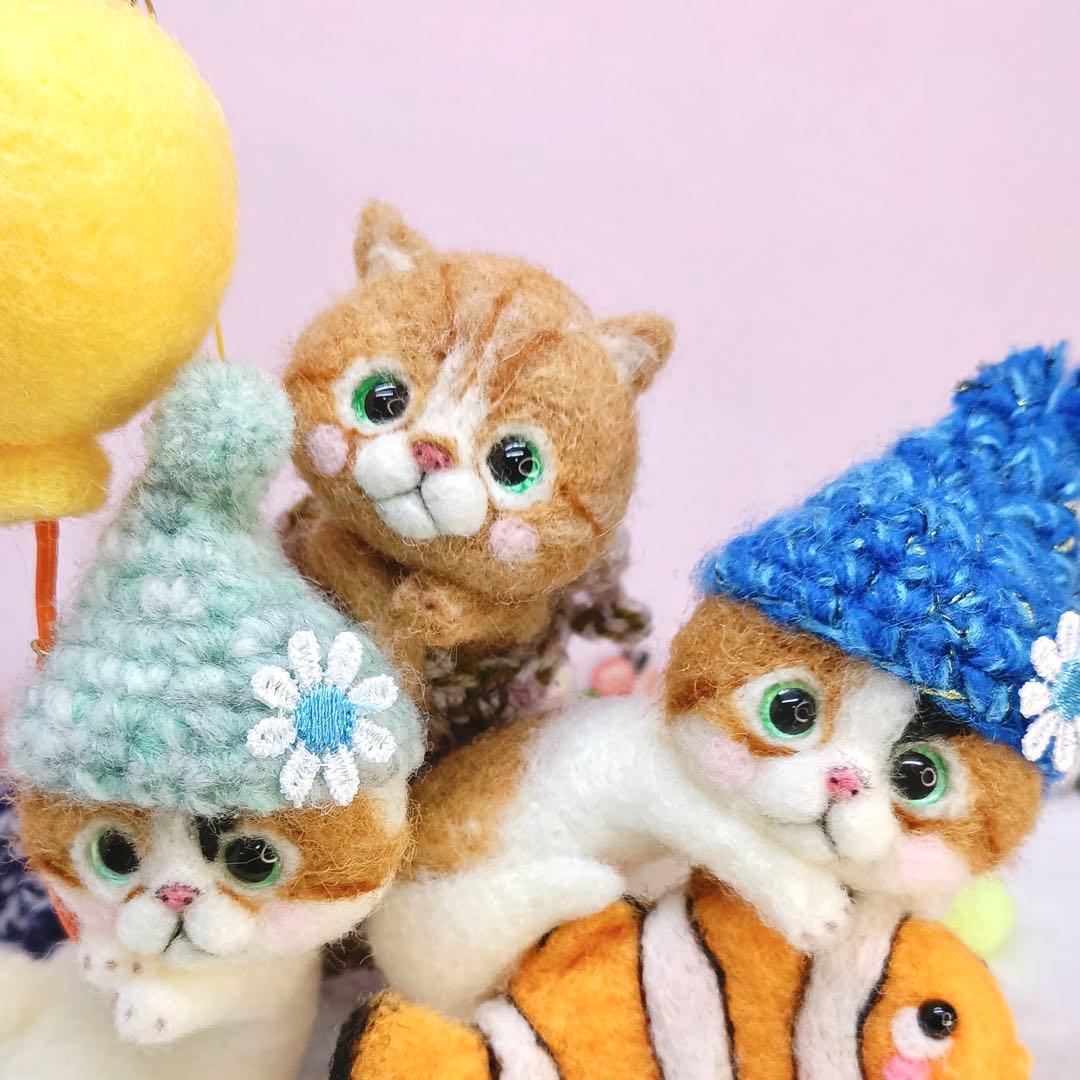 羊毛フェルト オーダー猫さん 花の子るんるん様専用 花の子るんるん様