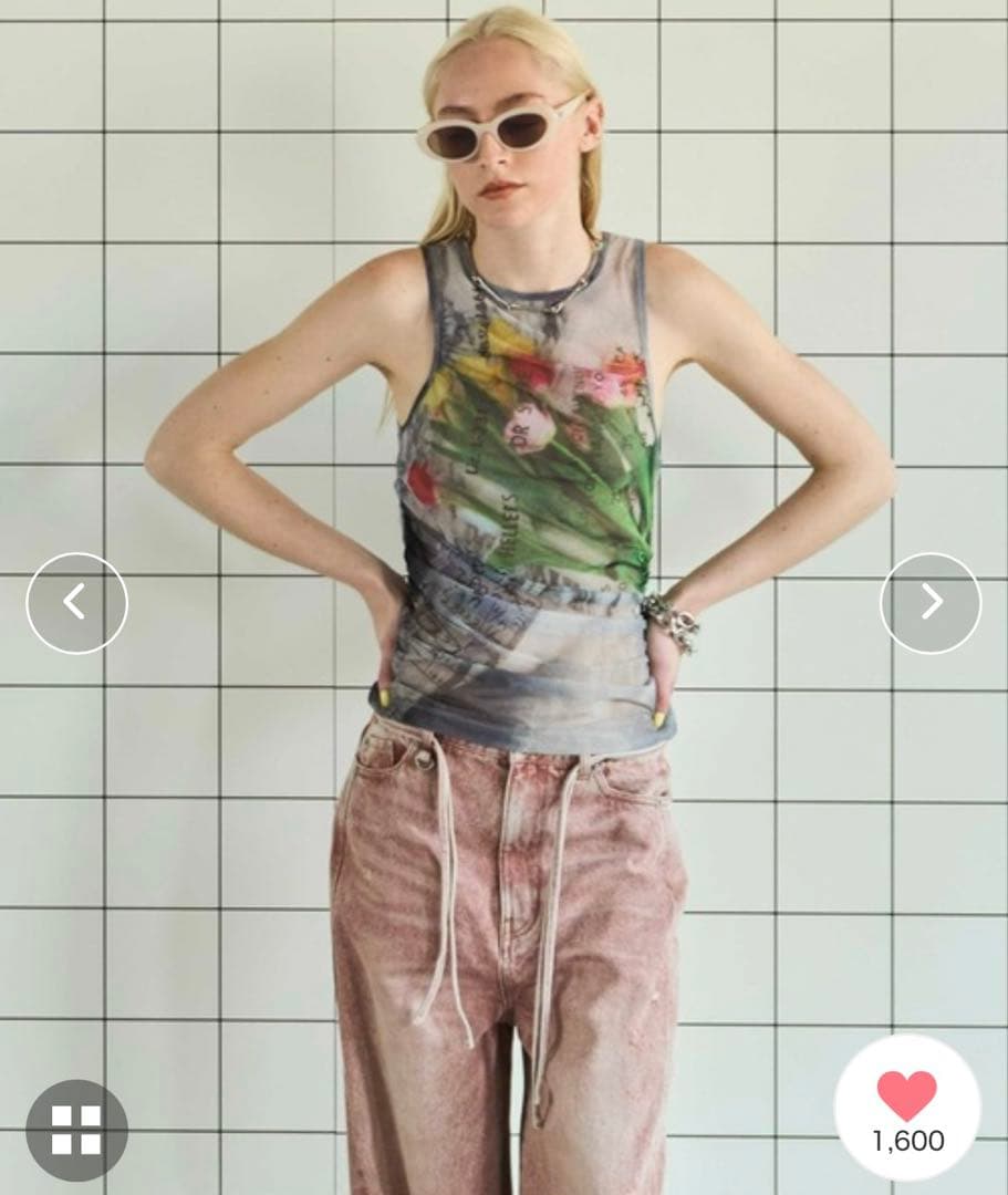 メゾンスペシャル チューリップギャザーメッシュタンクトップ