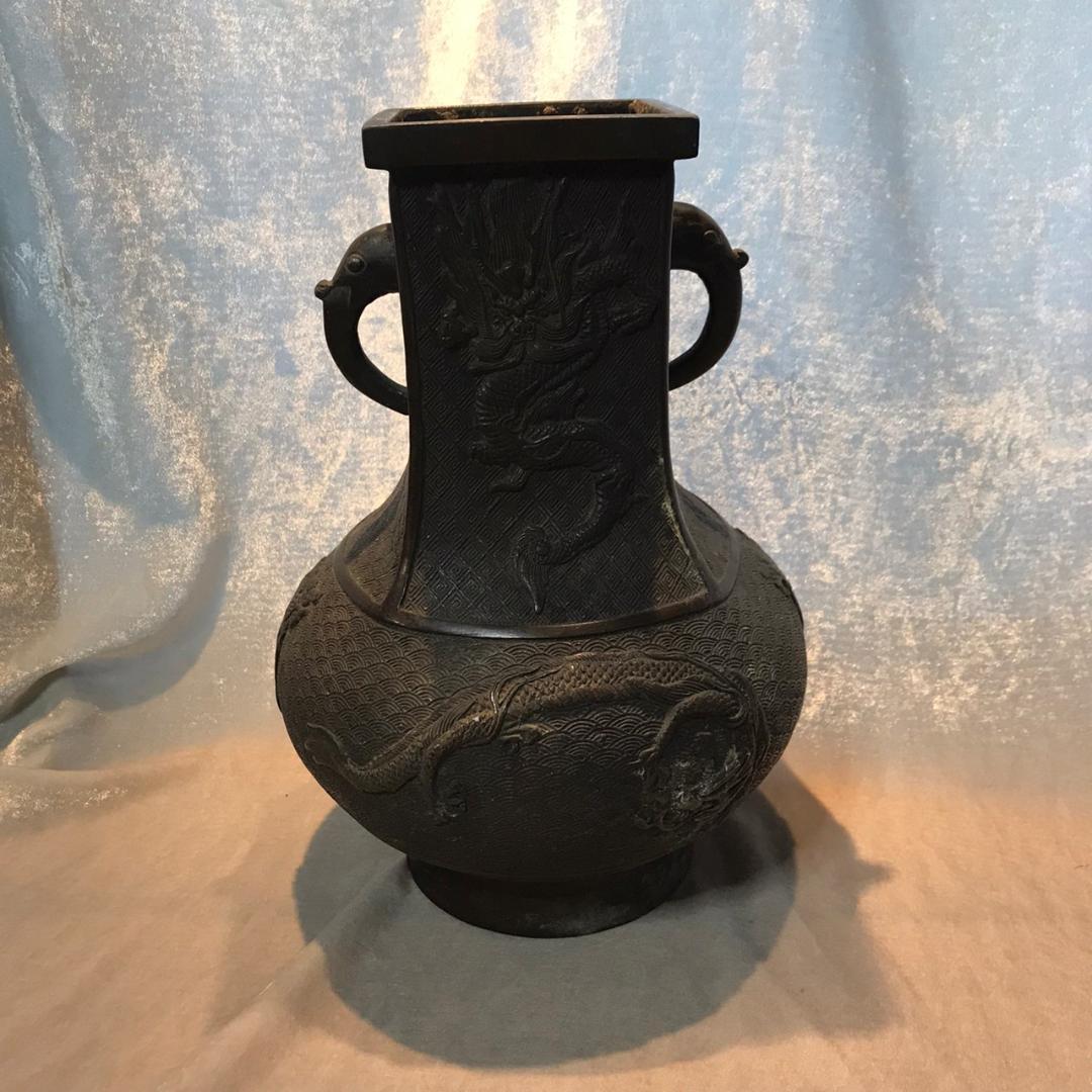 唐物 南宋『 青磁 三羊尊 』 高さ22.5cm 花瓶 花器 WWTT023