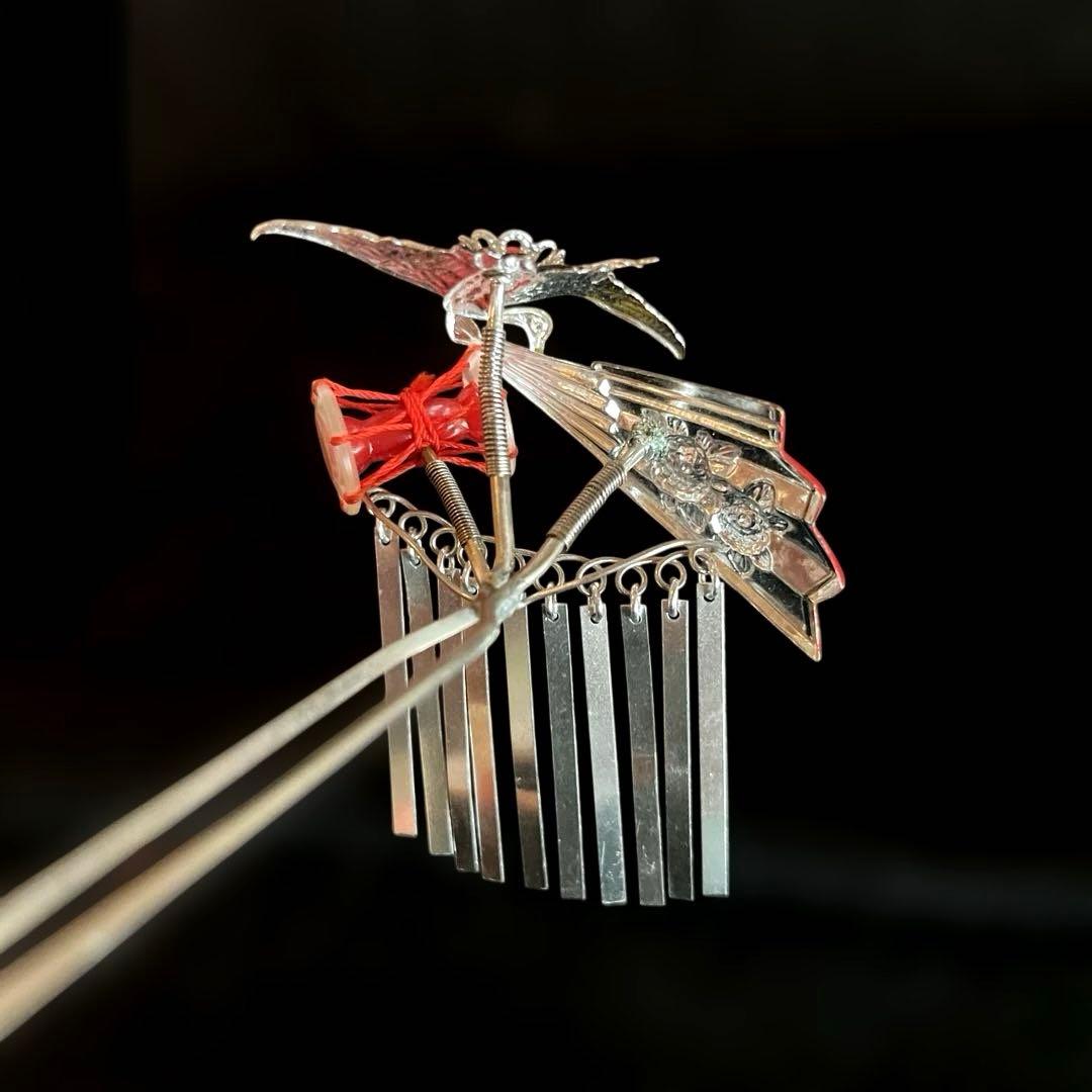 勝山髪飾り 七五三 7歳 (赤) 紅葉