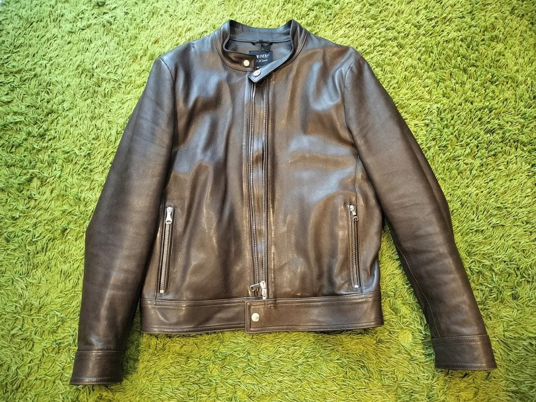 美品 EMMETTI レザーライダース ダークブラウン サイズ46