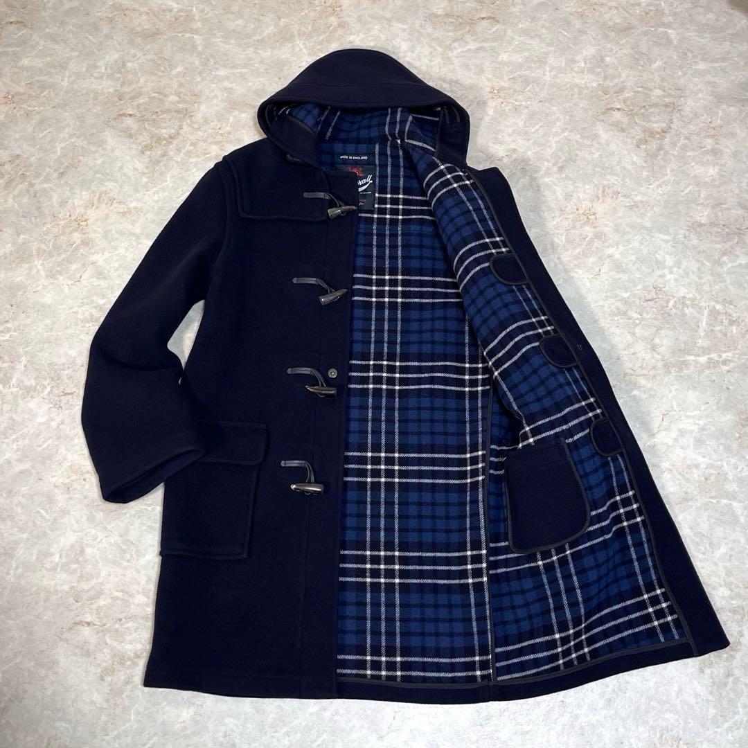 美品】GLOVERALL モリス ダッフル コート メルトン 裏地チェック 紺