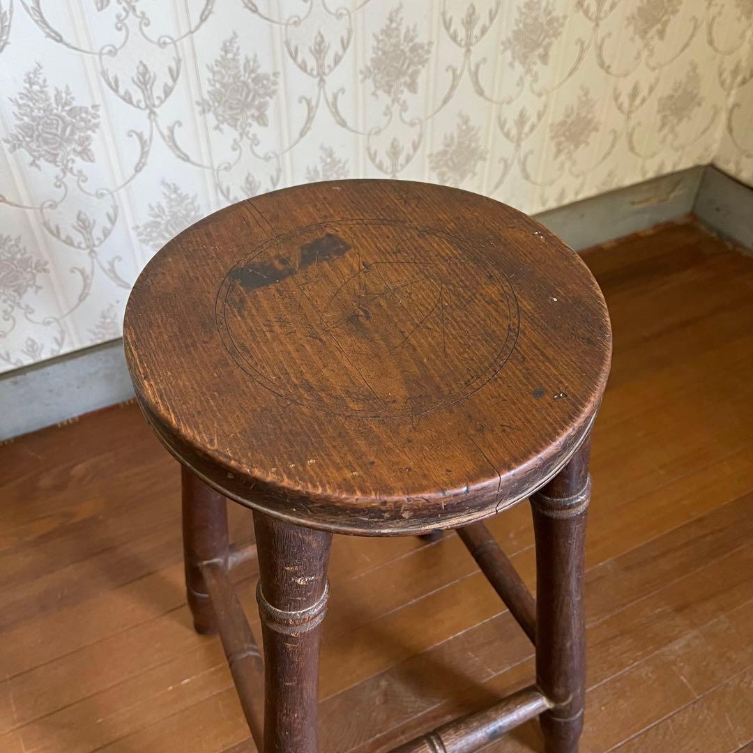 アンティーク】木製 スツール 丸椅子 花台 昭和レトロ 古道具 古民家