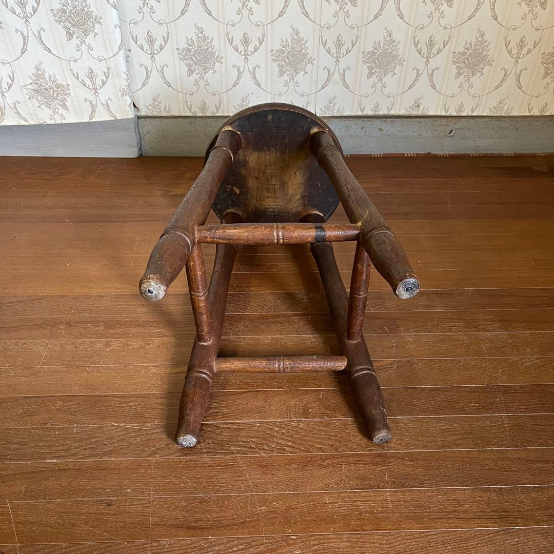 アンティーク】木製 スツール 丸椅子 花台 昭和レトロ 古道具 古民家