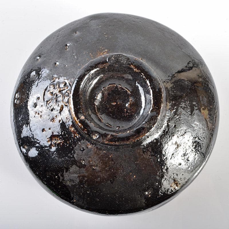 茶道具　楽吉左衛門　黒楽茶碗　極上竹網碗篭付　M　R6158