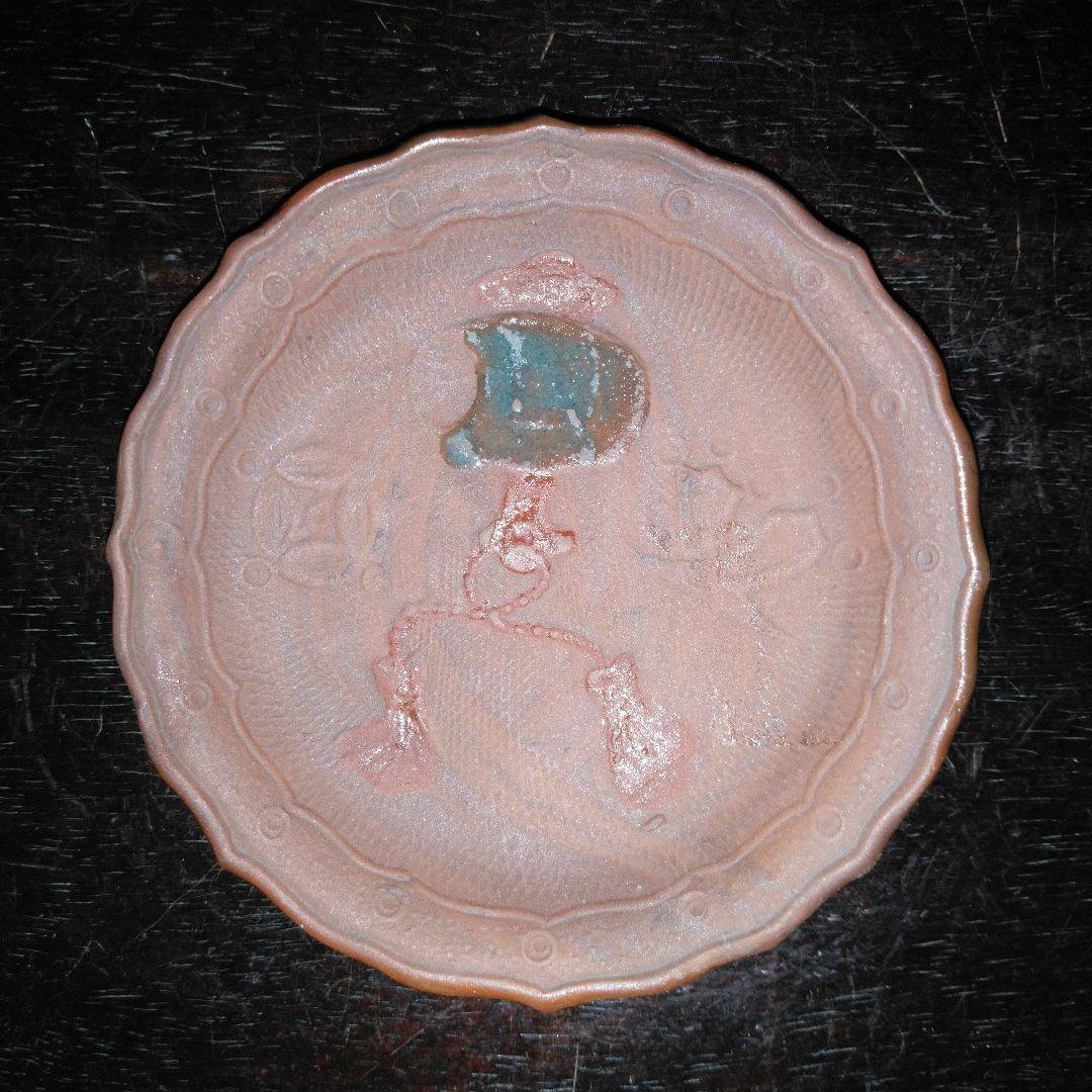 NO639 備前焼　煎餅皿　絵備前　古備前　宝尽くし文様　幕末～明治　5枚組